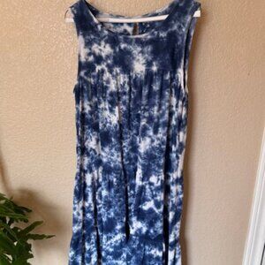 Wimberly Blue & White Tie-Dye Midi Dress – XL, Flowy & Perfect for Summer!